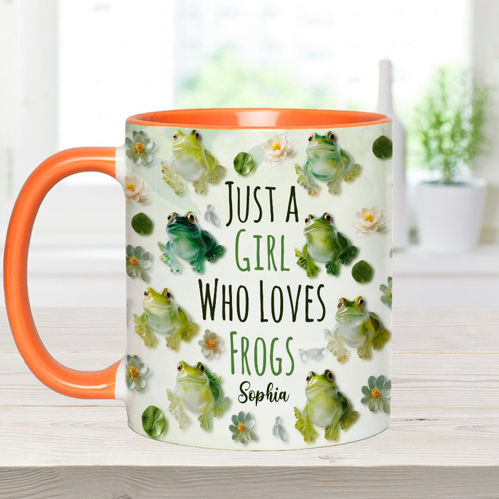 Just A Girl Who Loves Frogs - Personalized Frog Accent Mug