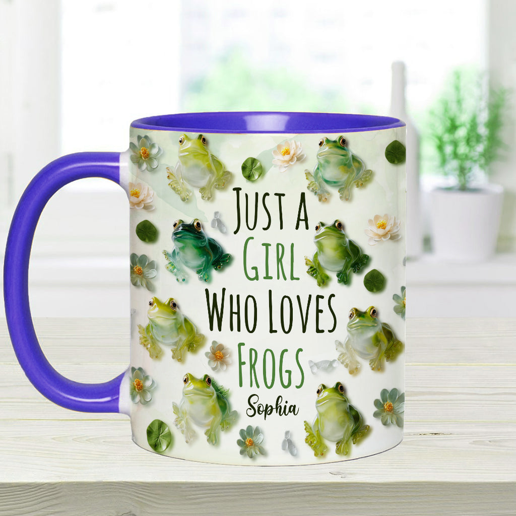 Just A Girl Who Loves Frogs - Personalized Frog Accent Mug