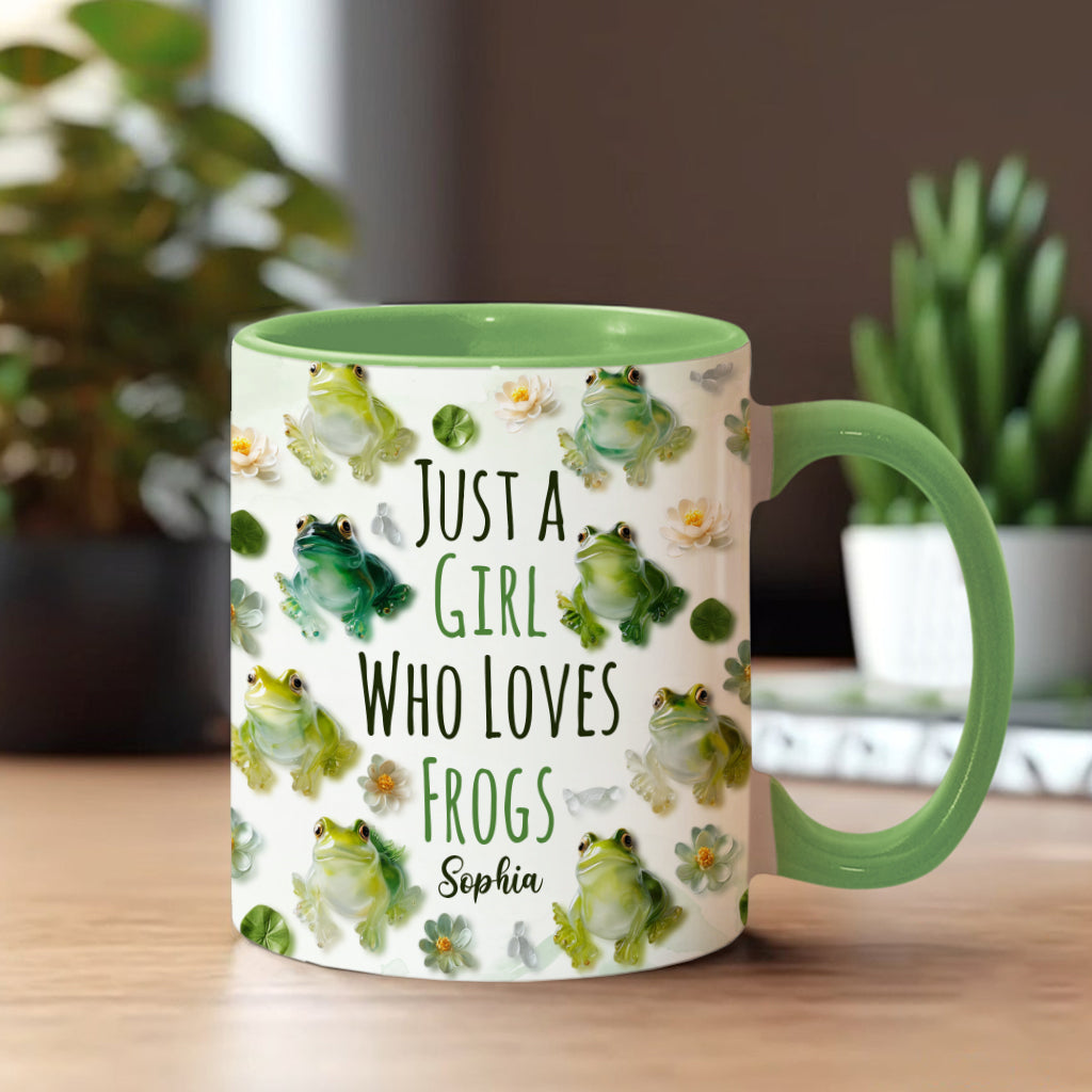Just A Girl Who Loves Frogs - Personalized Frog Accent Mug