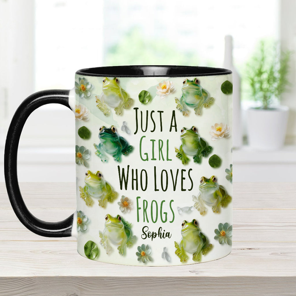 Just A Girl Who Loves Frogs - Personalized Frog Accent Mug