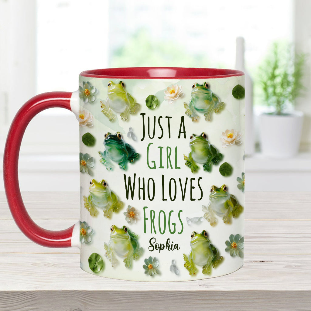 Just A Girl Who Loves Frogs - Personalized Frog Accent Mug