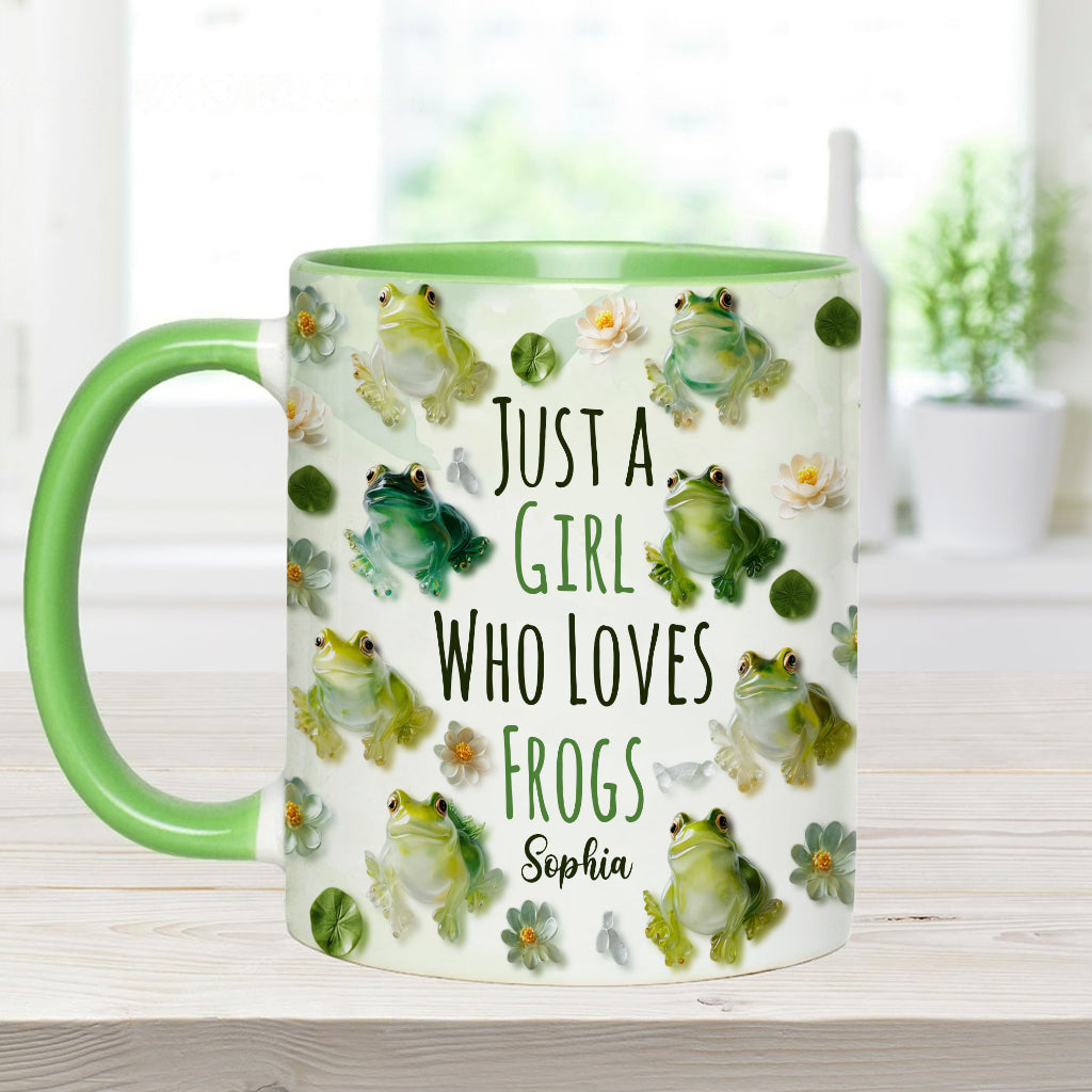 Just A Girl Who Loves Frogs - Personalized Frog Accent Mug