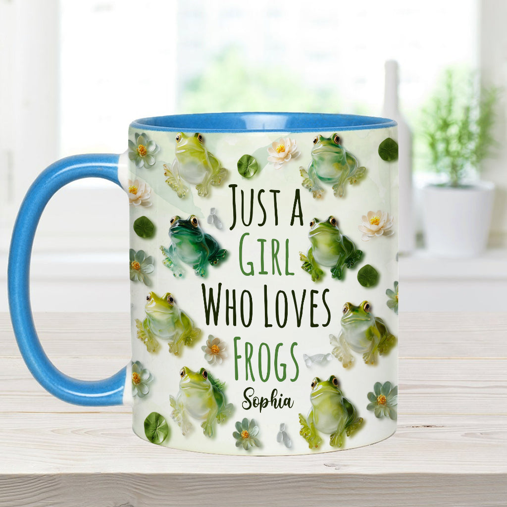 Just A Girl Who Loves Frogs - Personalized Frog Accent Mug