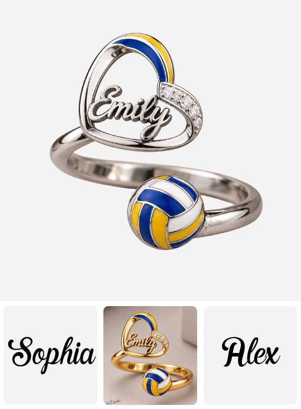 Love Volleyball - Personalized Volleyball Bracelet & Ring Set