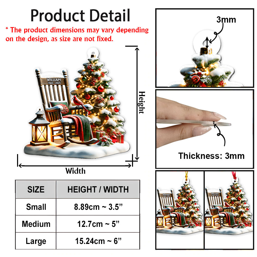 Rocking Chair With Cardinal - Personalized Memorial Transparent Ornament