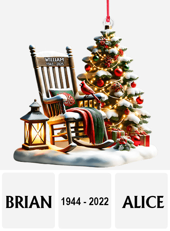 Rocking Chair With Cardinal - Personalized Memorial Transparent Ornament