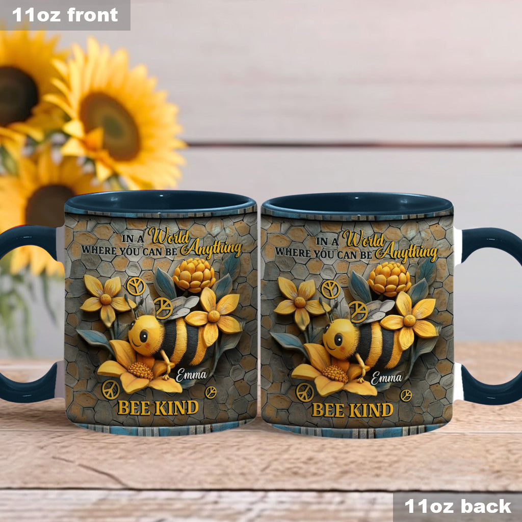 In A World Where You Can Be Anything Be Kind - Personalized Hippie Accent Mug