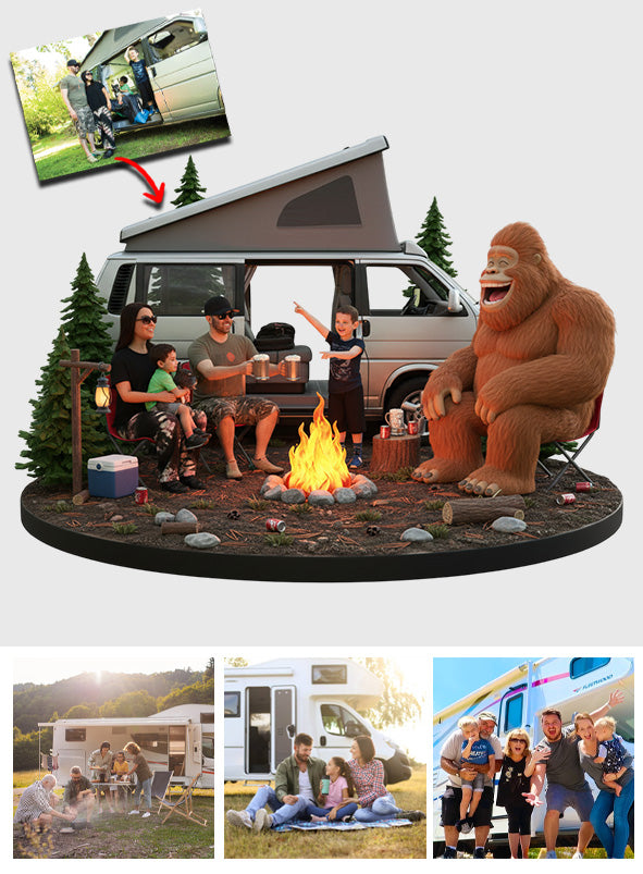 Plaque acrylique personnalisée « Camping amusant avec Sasquatch », réalisée à partir de n'importe quelle photo.