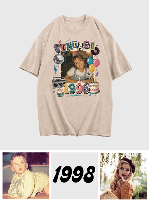 Birthday Gift - Personalized Birthday Washed T-Shirt