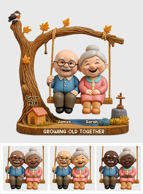 Heartwarming with Elderly Couple, Home Decor - Personalized Couple Custom Shaped Acrylic Plaque