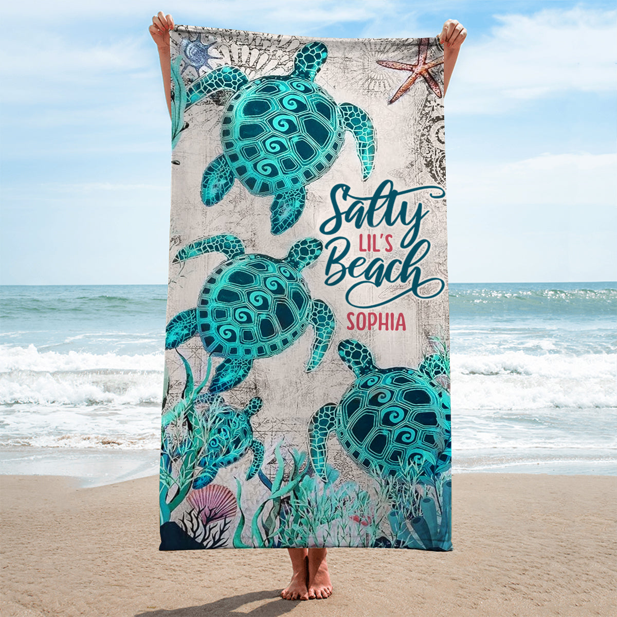 Salty Lil' Beach - Personalized Turtle Quick-dry Beach Towel/ Bath Towel