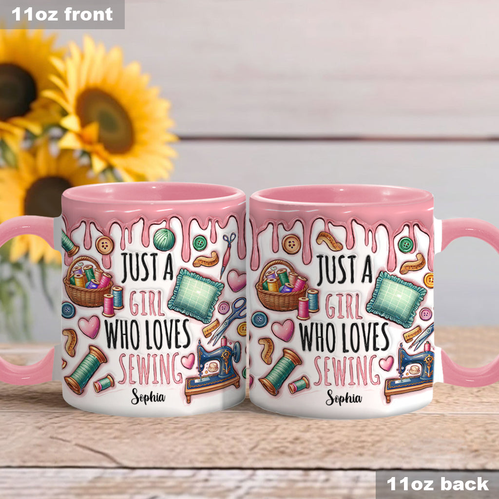 Just A Girl Who Loves Sewing - Personalized Sewing Accent Mug