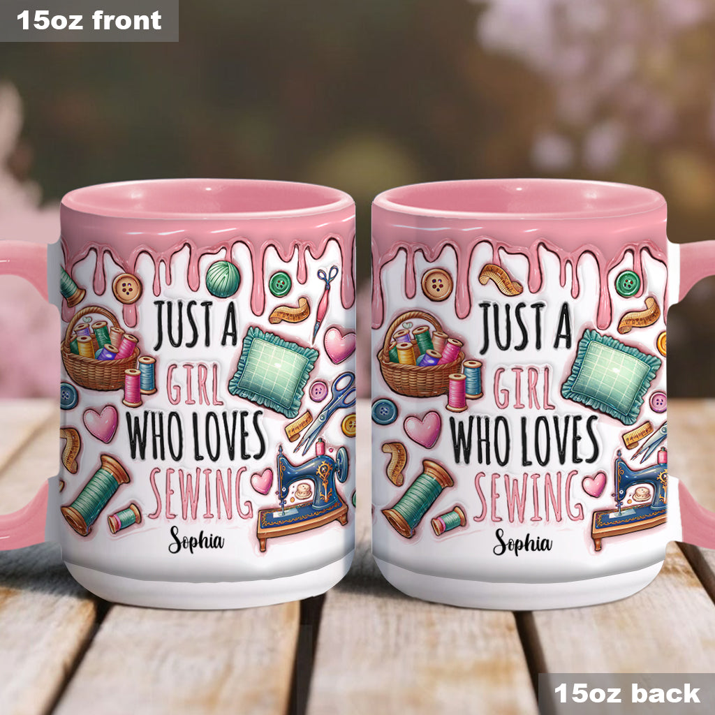 Just A Girl Who Loves Sewing - Personalized Sewing Accent Mug