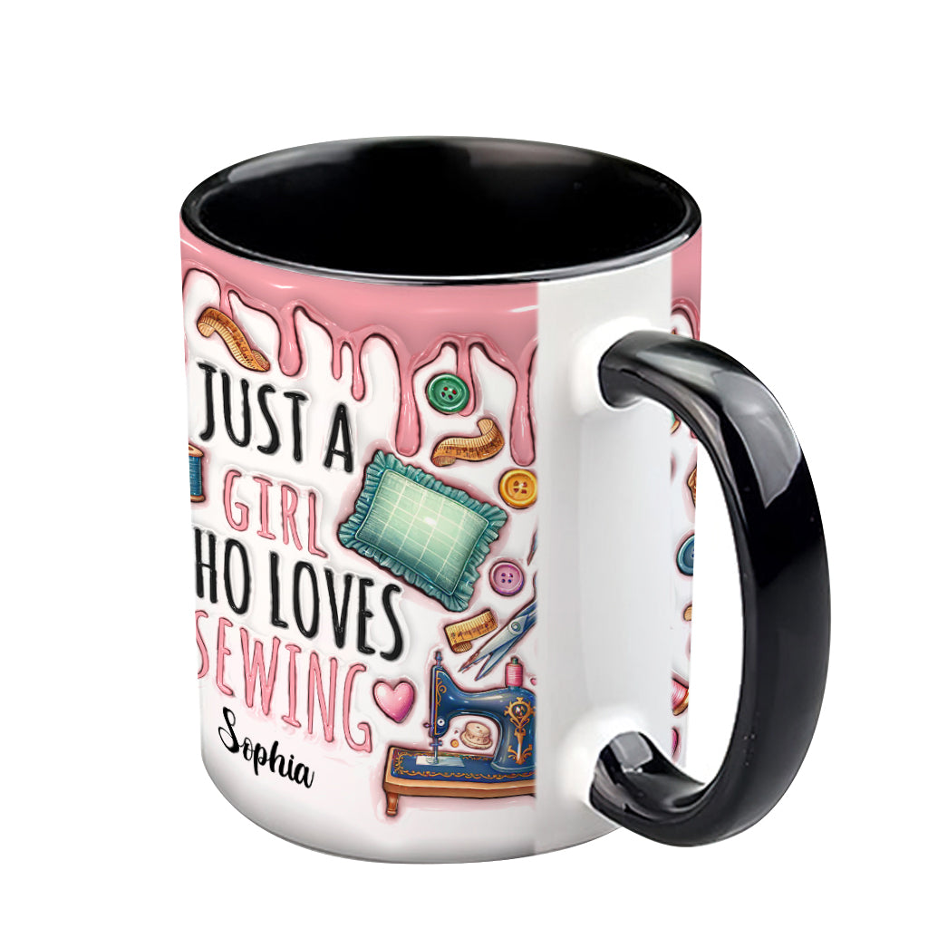 Just A Girl Who Loves Sewing - Personalized Sewing Accent Mug