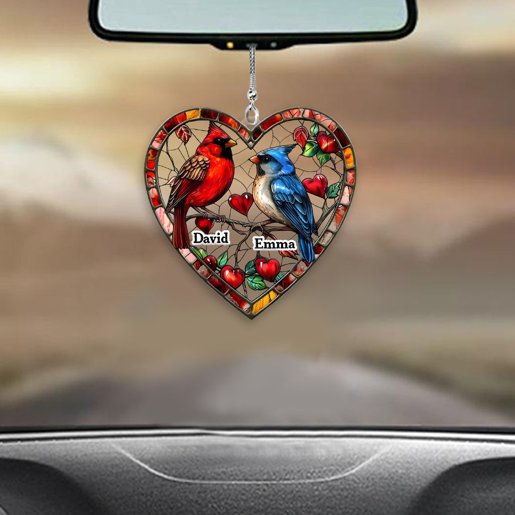 Lovely Hummingbird Couple - Personalized Couple Transparent Car Ornament