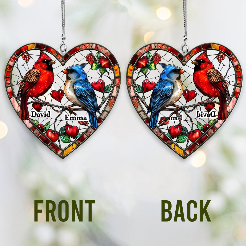 Lovely Hummingbird Couple - Personalized Couple Transparent Car Ornament
