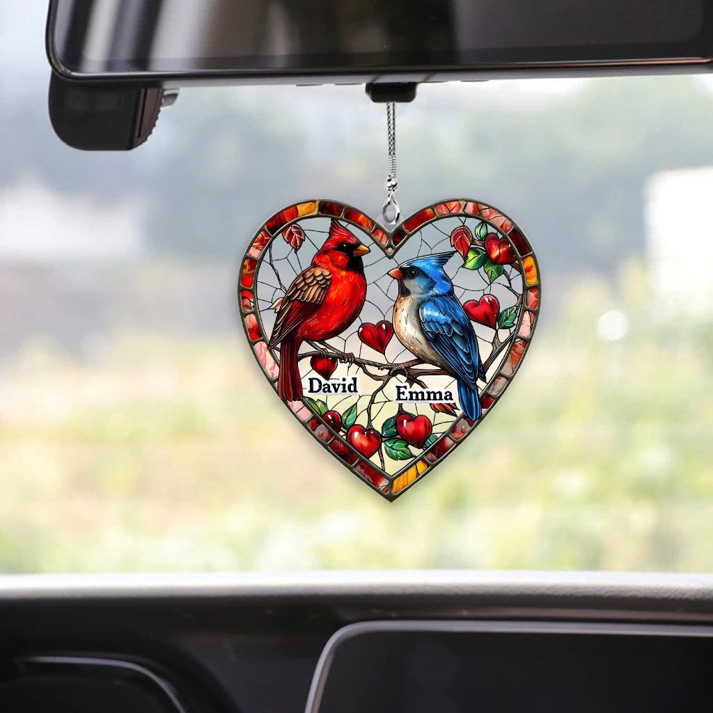 Lovely Hummingbird Couple - Personalized Couple Transparent Car Ornament