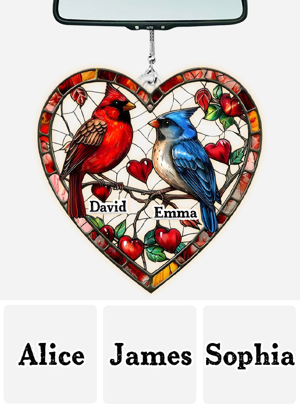 Lovely Hummingbird Couple - Personalized Couple Transparent Car Ornament