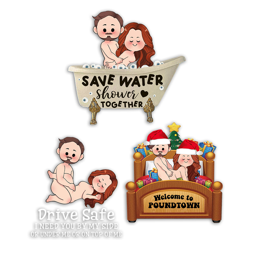 Naughty Naughty - gift for husband, wife - Personalized Decal Die Cut