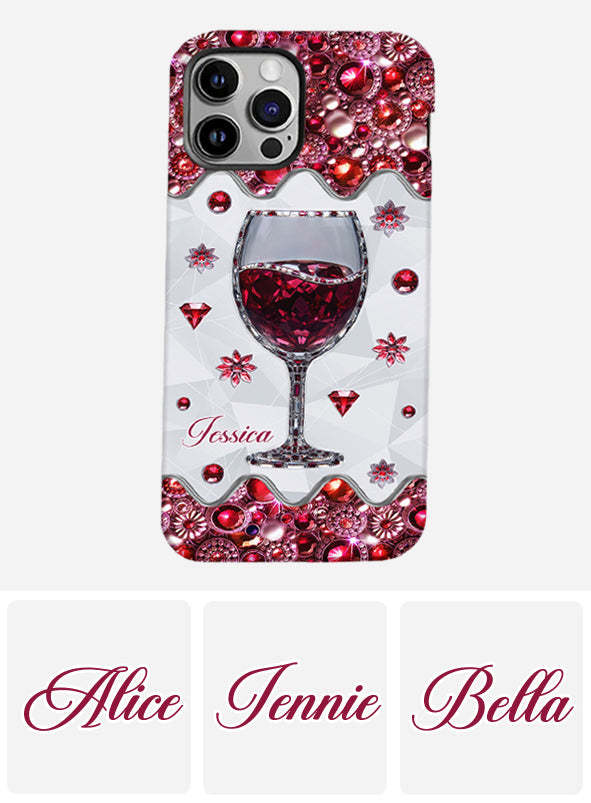 Einfach ein Mädchen, das Wein liebt – Personalisierte Handyhülle mit Weinmotiv