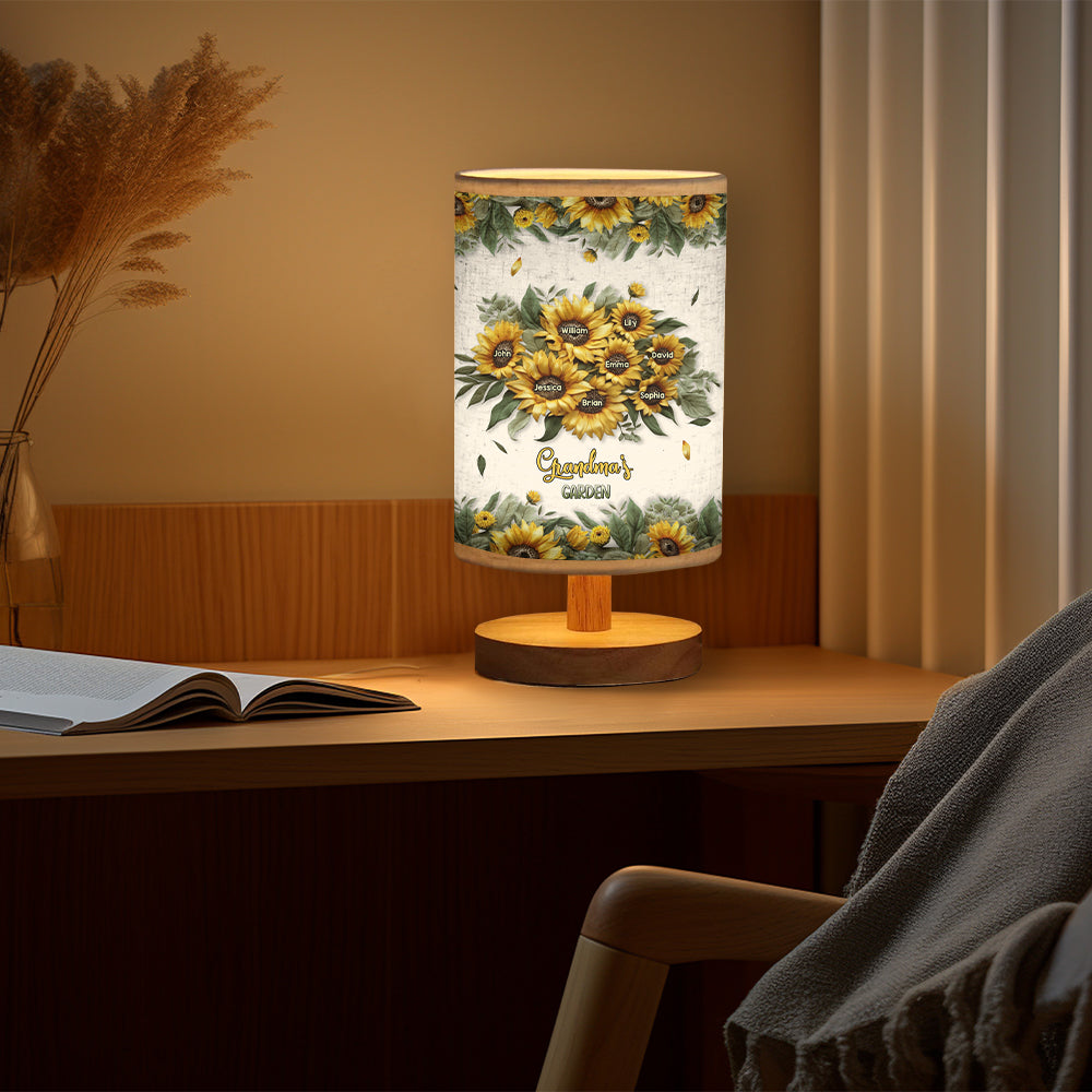 Grandma's Mom's Garden - Personalized Grandma Table Lamp with Wood Base