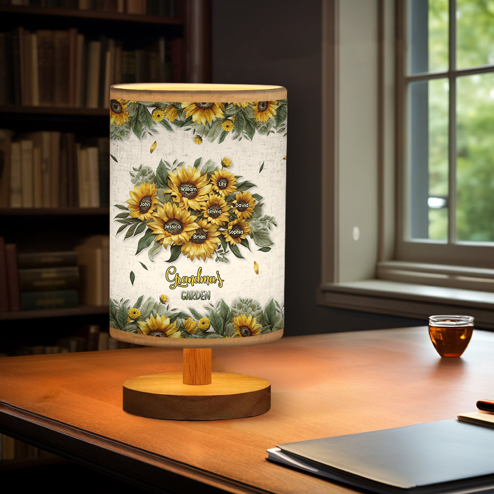 Grandma's Mom's Garden - Personalized Grandma Table Lamp with Wood Base