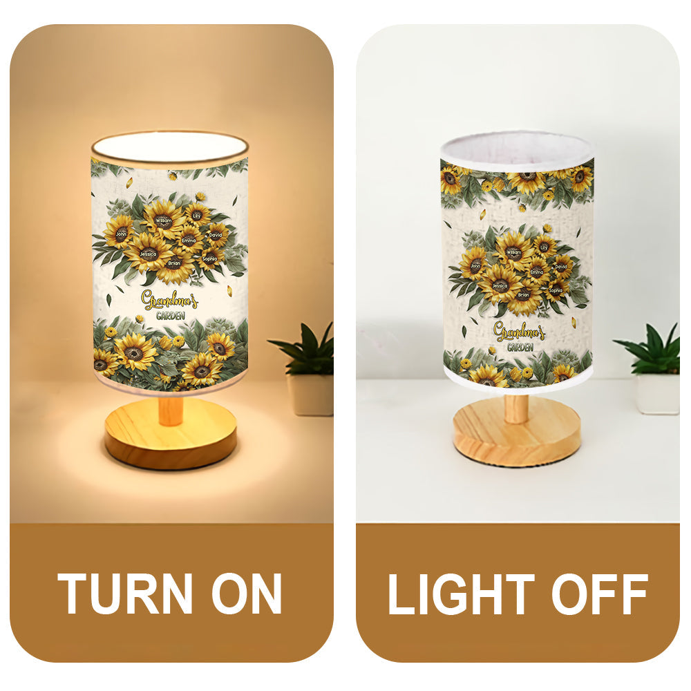 Grandma's Mom's Garden - Personalized Grandma Table Lamp with Wood Base