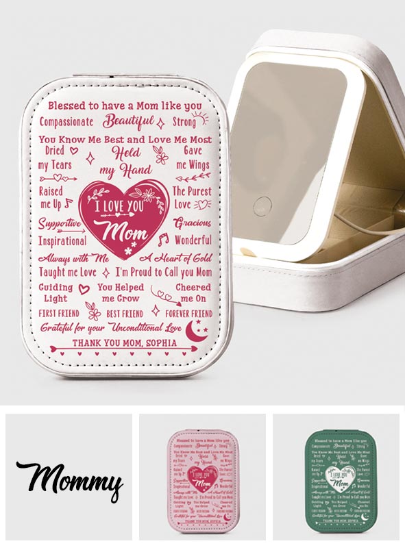 To My Mom - Personalized Mother Jewelry Box With LED Mirror