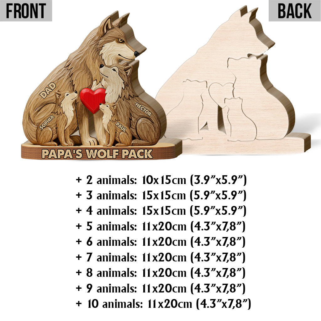 Papa Wolf Pack - Personalized Father Shaped Wooden Puzzle