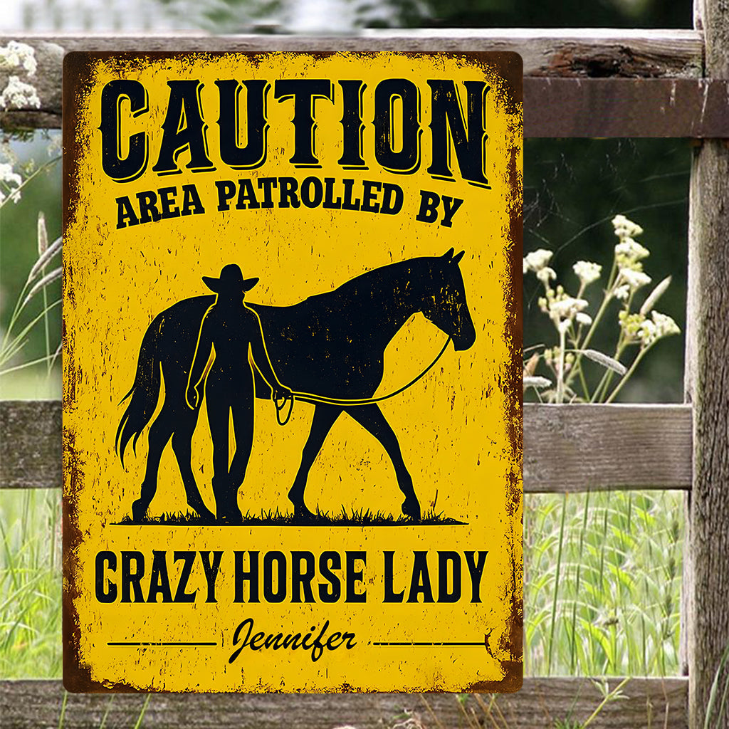 Crazy Horse Lady Area - Personalized Horse Rectangle Metal Sign