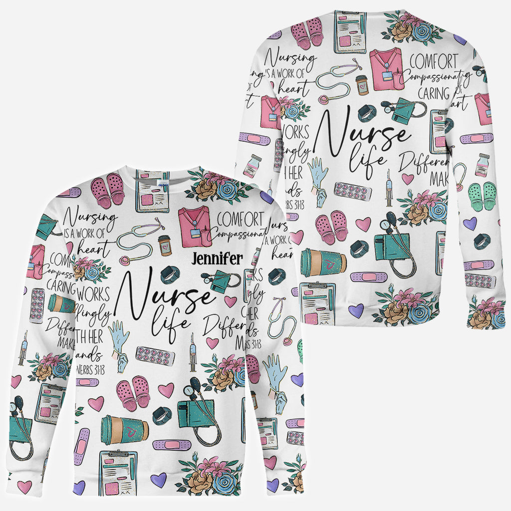 Nursing Is A Work Of Heart - Personalized Nurse All Over Shirt
