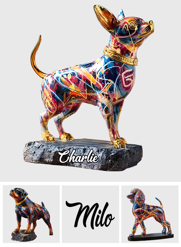Sculpture de chien vibrante - Plaque acrylique personnalisée en forme de chien