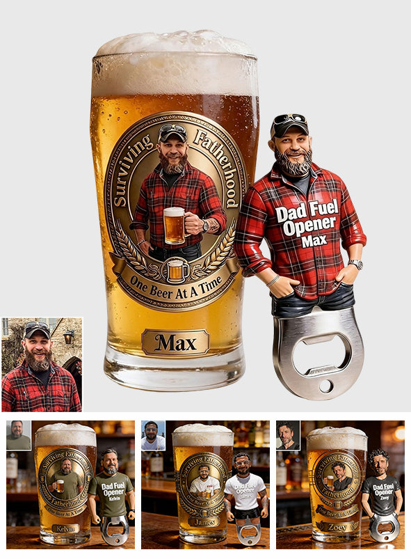 Vater Kraft - Personalisierbares Bierglas für Väter