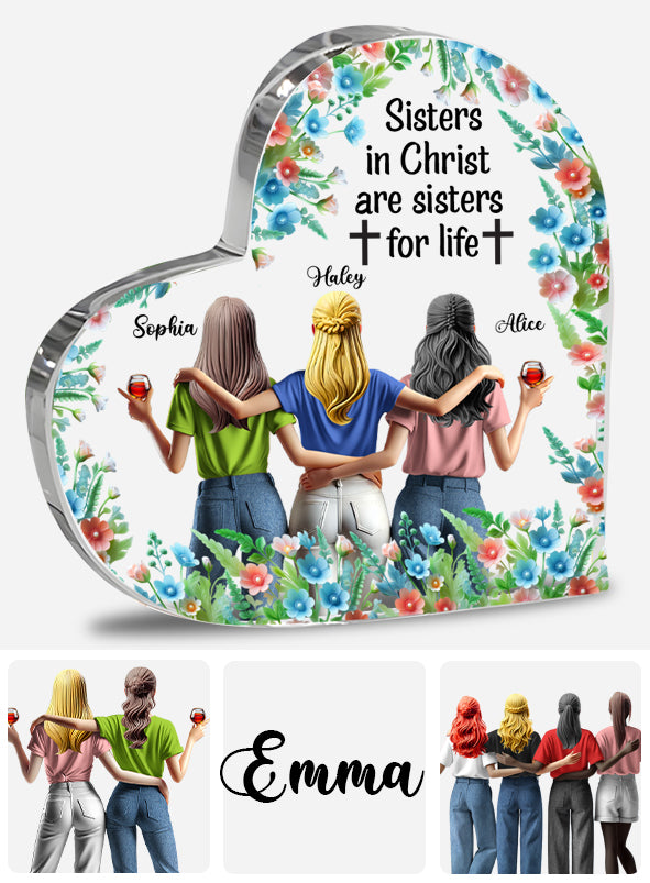 Sœurs en Christ, sœurs pour la vie - Plaque acrylique personnalisée pour meilleure amie