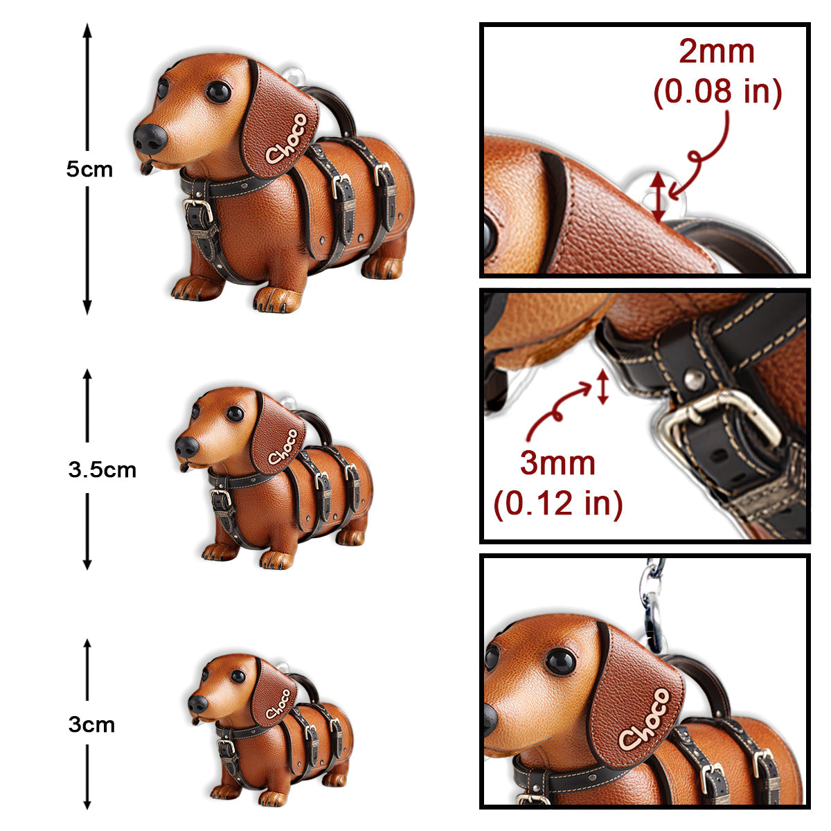 Cute Dachshund - Personalized Dog Keychain