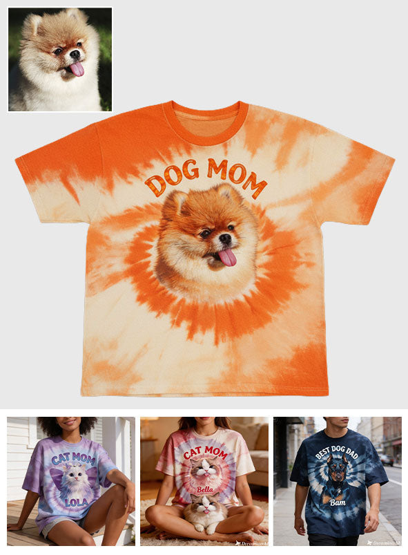T-shirt Style Tie-Dye Pour Propriétaire de Chien - T-shirt Personnalisé