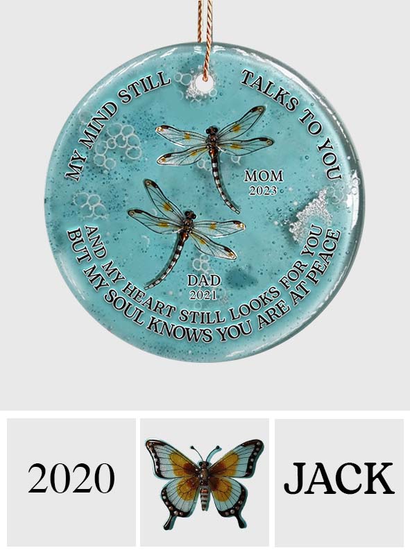 Dragonfly My Mind My Heart My Soul - Personalized Memorial Ceramic Circle Ornament