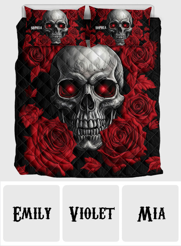 Totenkopf und Rosen – Personalisierte Totenkopf-Bettwäschegarnitur