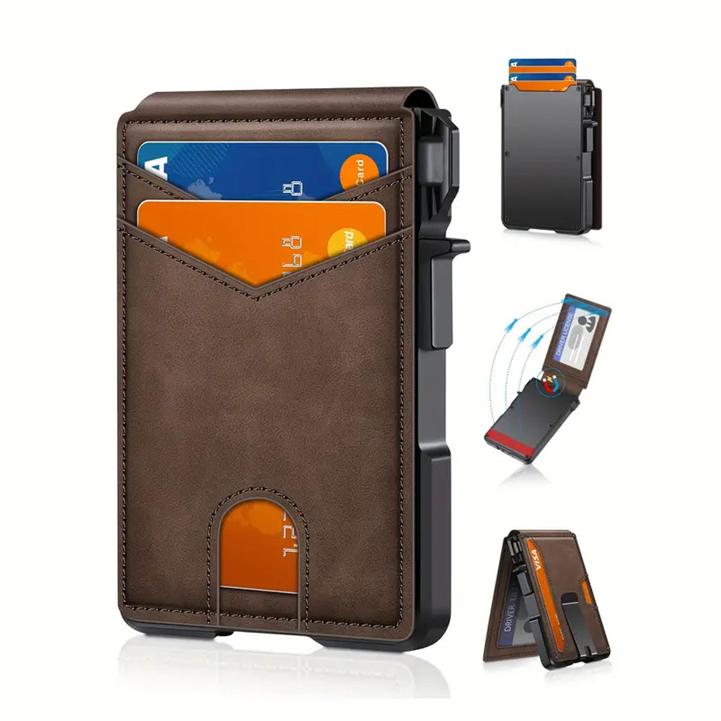 Leather Blocking Slim Bifold Wallet