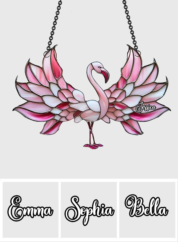 Flamingos lieben – Personalisierter Flamingo-Fensterhänger als Sonnenfänger