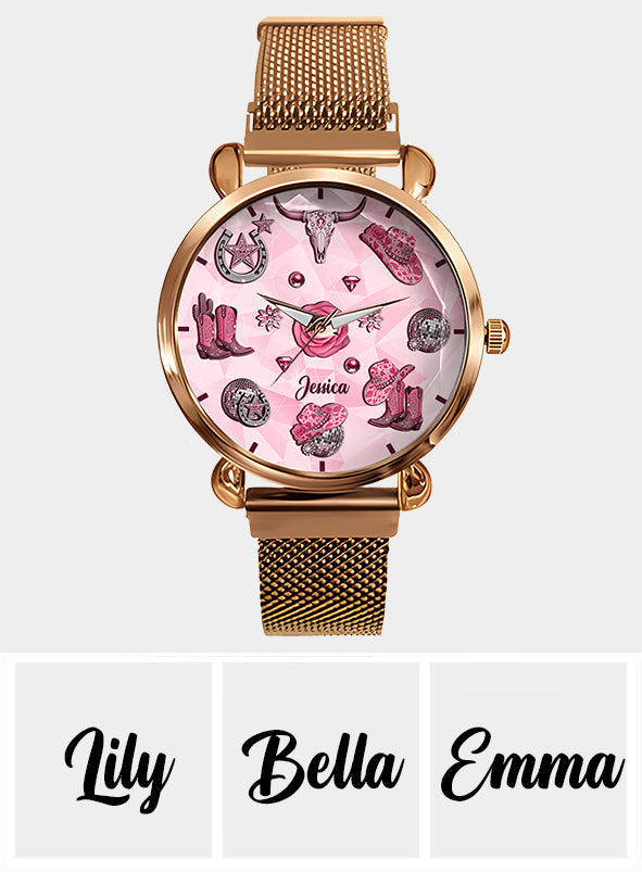 Montre-bracelet personnalisée « Cowgirl étincelante » pour femme
