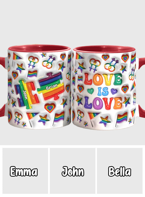 Mug puzzle couple « Love Is Love » personnalisé pour soutenir la communauté LGBT