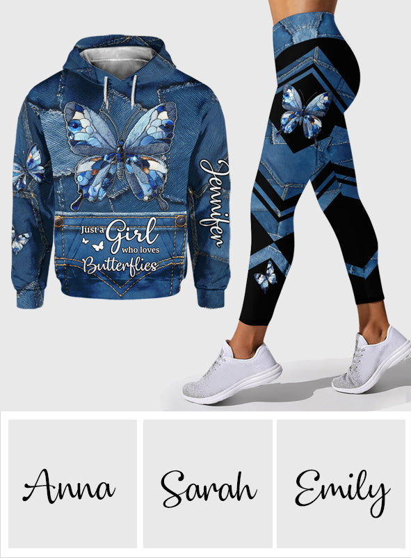 Just A Girl Who Loves Butterflies - Personalized Butterfly Hoodie and Leggings