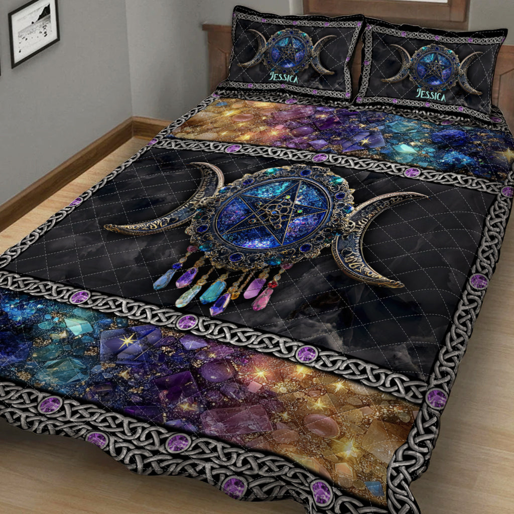Tripple Moon - Personalized Witch Quilt Set