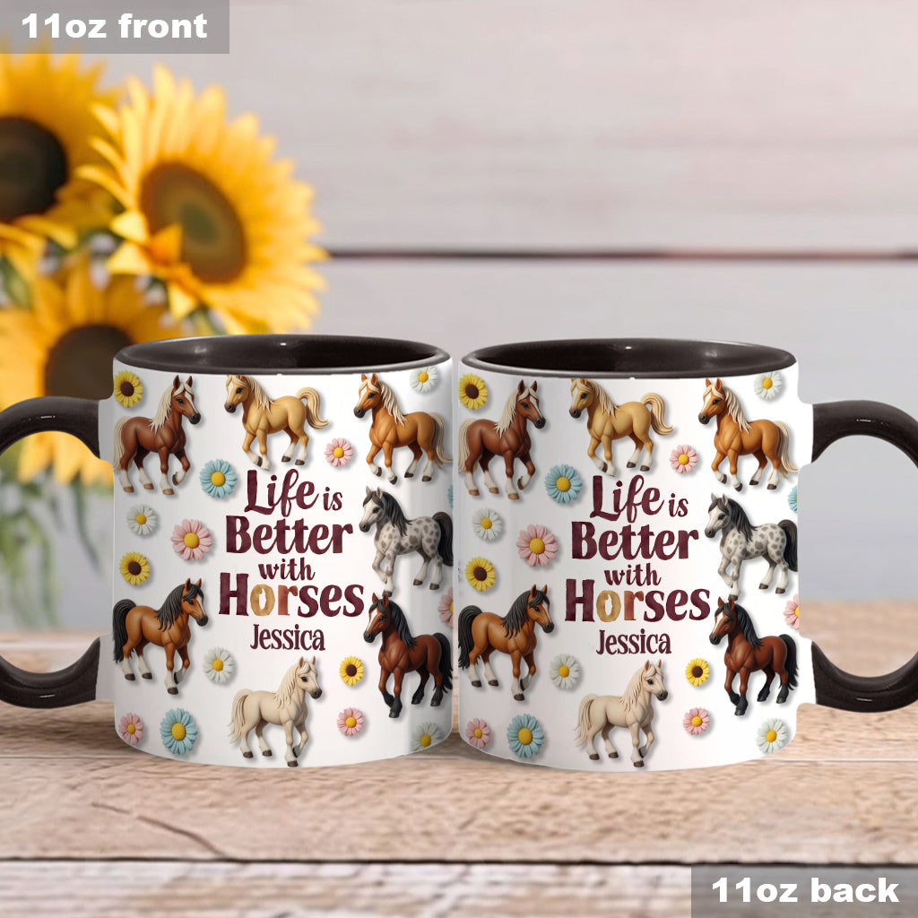 Life Is Better With Horses - Personalized Horse Accent Mug