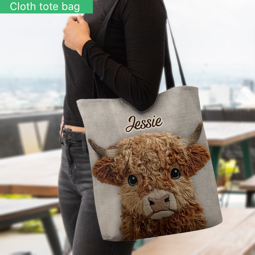 Cute Highland Cow - Personalized Highland Cow Tote Bag