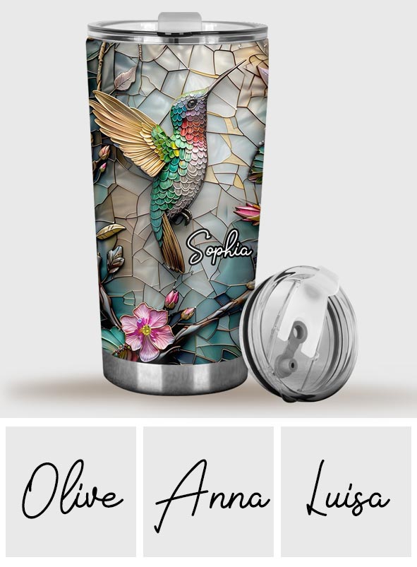 Künstlerischer Kolibri – Personalisierter Gartenbecher