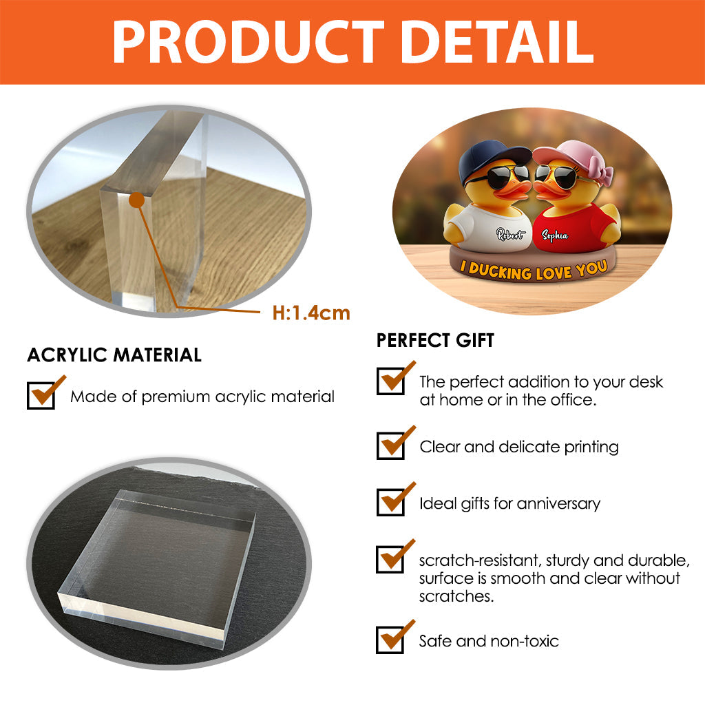 I Ducking Love You - Personalized Couple Custom Shaped Acrylic Plaque