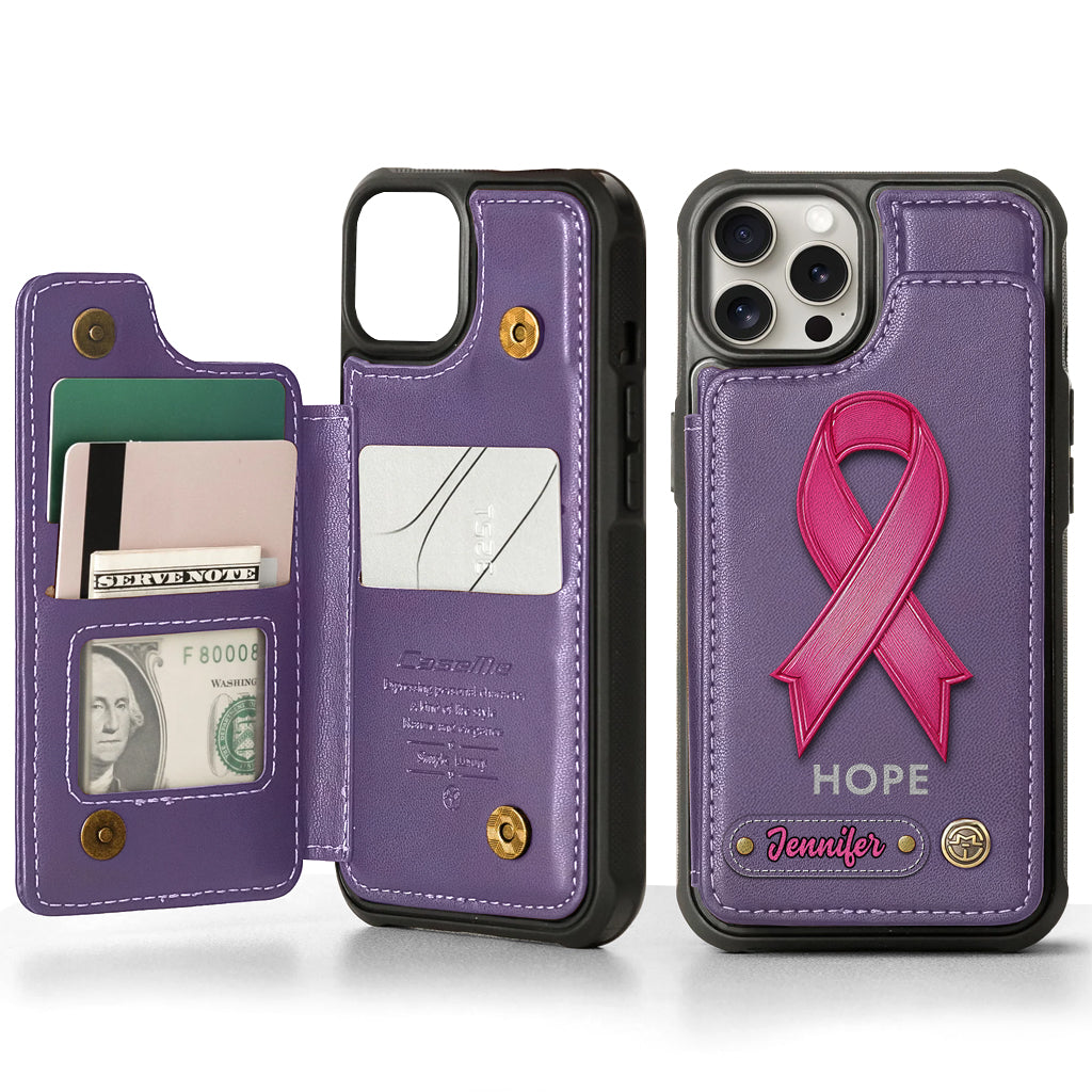 Hope - Personalized Breast Cancer Awareness Wallet Phone Case