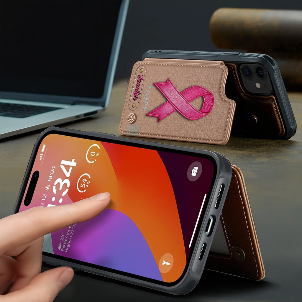 Hope - Personalized Breast Cancer Awareness Wallet Phone Case